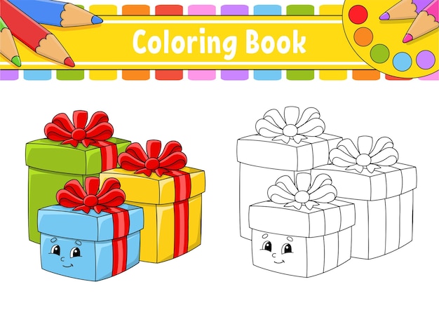 Regalos navideños Libro para colorear para niños Tema navideño