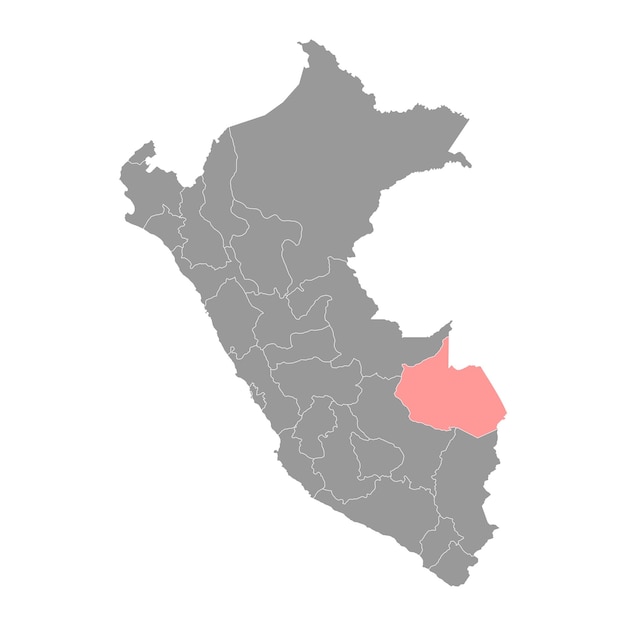 Región del mapa de Madre de Dios en Perú Ilustración vectorial