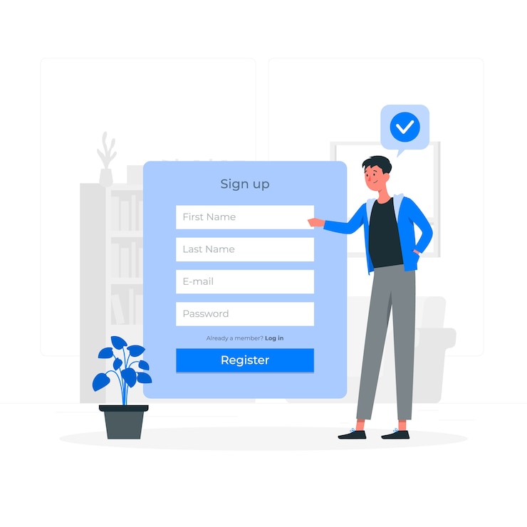 Vector registrarse ilustración del concepto