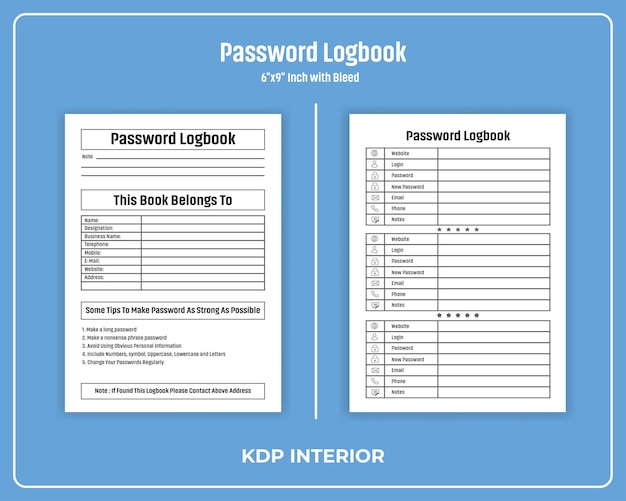 Vector registro de contraseñas interior de kdp