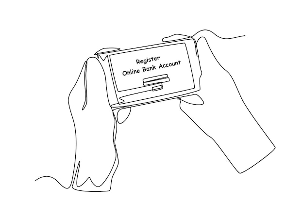 Registro de cuenta de banca móvil de dibujo de una sola línea Concepto de banco Ilustración de vector gráfico de diseño de dibujo de línea continua
