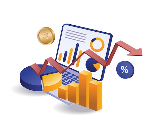 Vector registro de datos de análisis de negocios de inversión