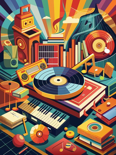 Registros de música clásica Ilustración gráfica vectorial Formato de archivo fuente EPS Icon de escala sin pérdidas