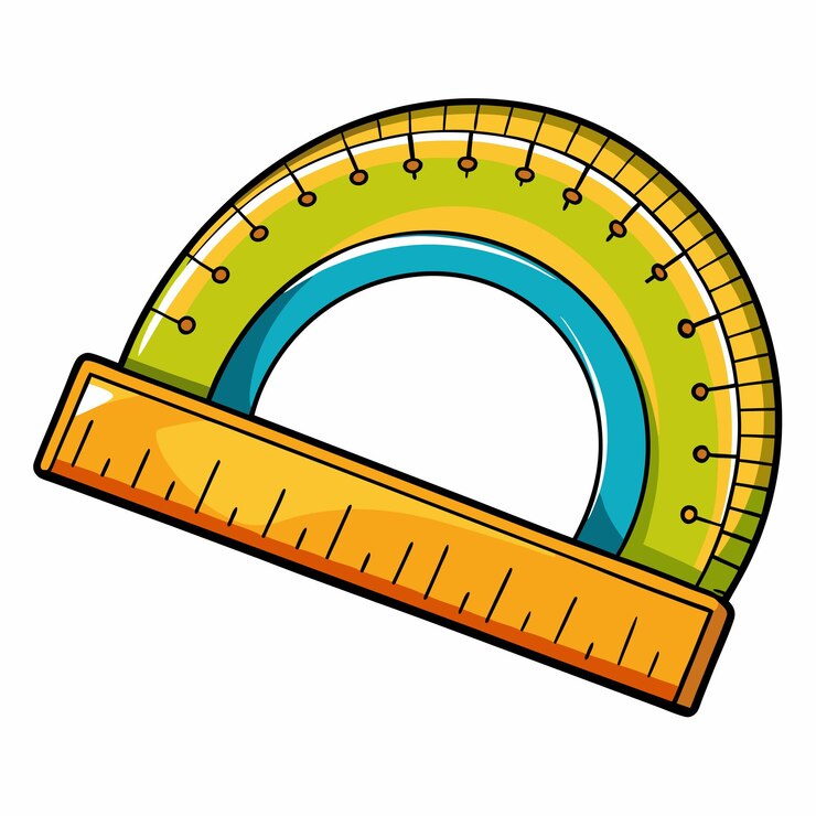 Vector una regla azul dibujada a mano con un instrumento de medición de protractor icon vector coche minimalista