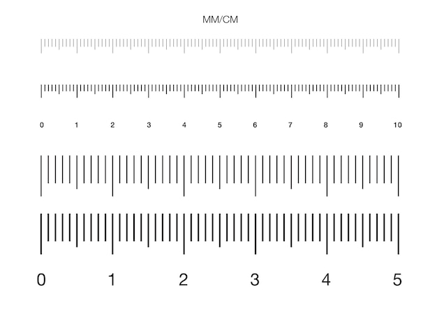 Regla Escala de medición Marcado para reglas Ilustración vectorial Escala en centímetros Escala en milímetros