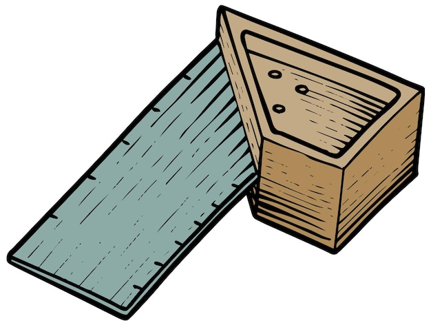 Regla en la ilustración de vector de color de estilo de dibujo grabado en madera