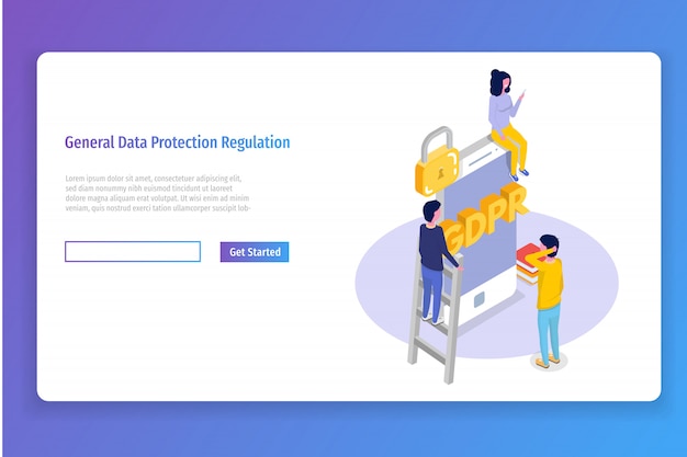Reglamento general de protección de datos - Concepto isométrico GDPR. Ilustración vectorial