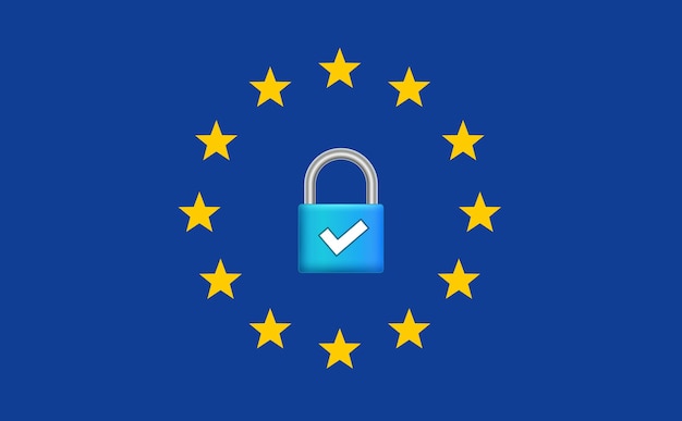 Reglamento general de protección de datos GDPR. Seguridad europea en Internet. Protección de datos segura de privacidad.