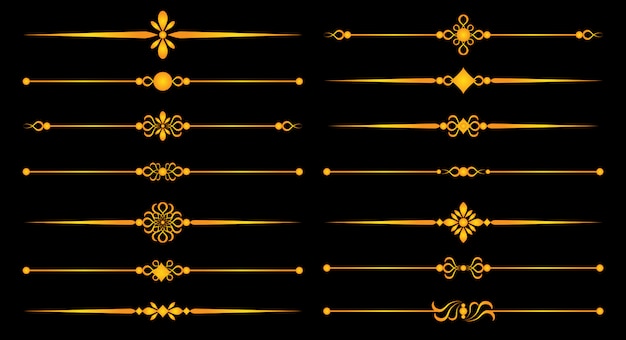 Reglas y adornos de la regla de oro: conjunto para el diseño elegante, elementos decorativos, separadores
