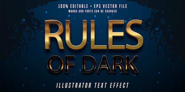 Vector reglas del efecto de texto 3d oscuro futurista.