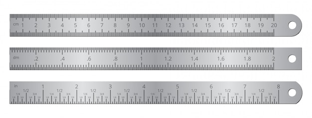 Reglas metálicas de la escuela con pulgada y centímetro ilustración de vector de escala de medición aislada