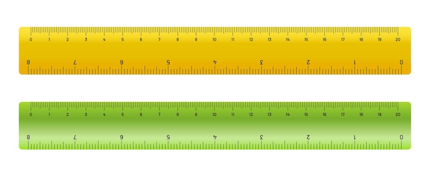 Vector reglas métricas realistas con centímetros y pulgadas