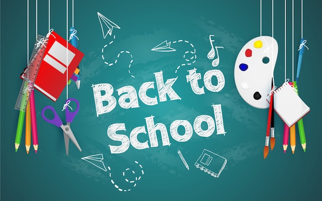 Regreso a la escuela con artículos y elementos escolares.