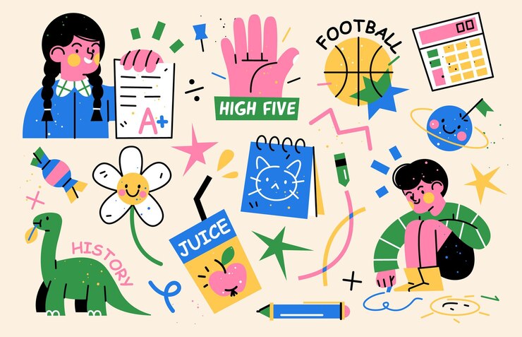 Regreso a la escuela colección de personajes y elementos Vector