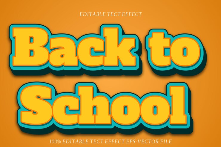 Vector regreso a la escuela efecto de texto estilo de gradiente en relieve 3d