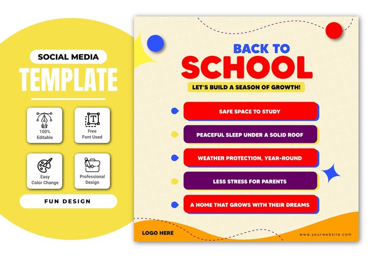 Regreso a la escuela Publicaciones de Instagram con diseño de estilo infográfico