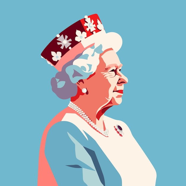 la reina británica Isabel II vector de ilustración plana