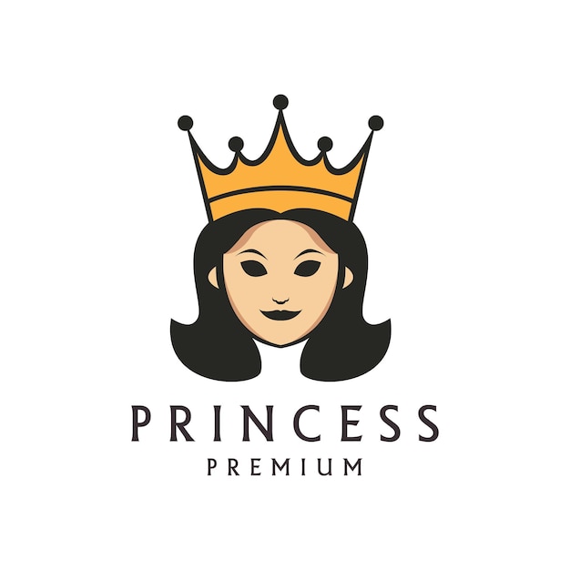 Reina rey princesa cabeza corona belleza logo vector icono símbolo ilustración diseño