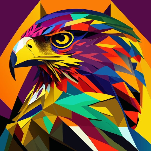 reino animal colorido halcón formas abstractas ilustración vectorial