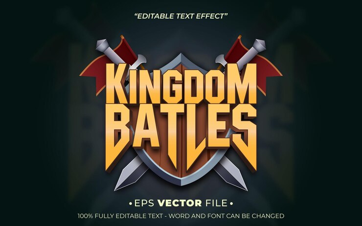 Vector reino batles efecto de texto editable vector 3d para juego