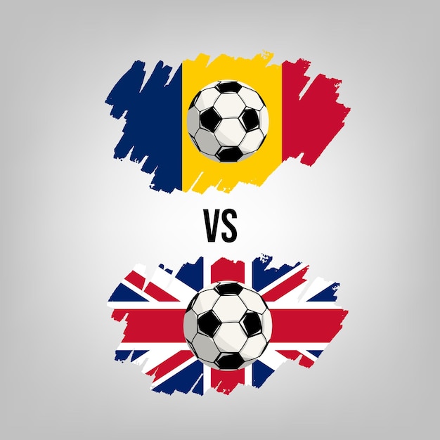 Reino Unido vs Chad partido de fútbol diseño de juego de fútbol de vector plano concepto de ilustración