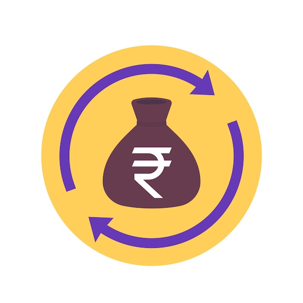 reinvertir el icono de dinero con el vector plano de la rupia india