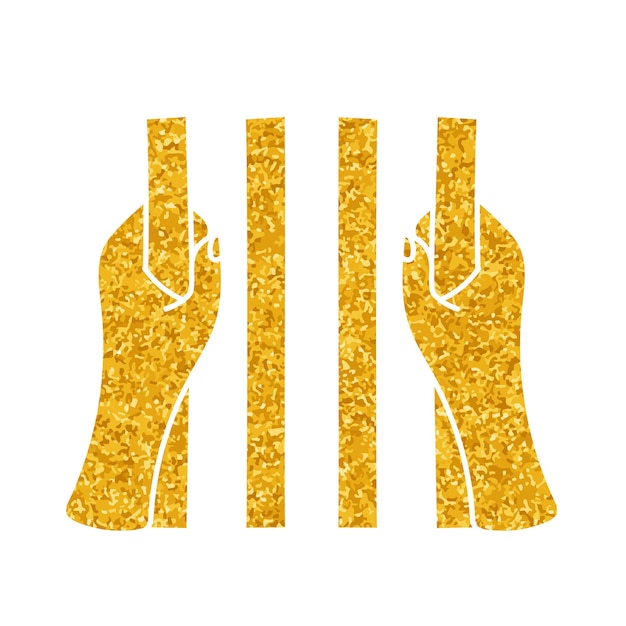 Las rejas de la cárcel dibujadas en estilo de color dorado