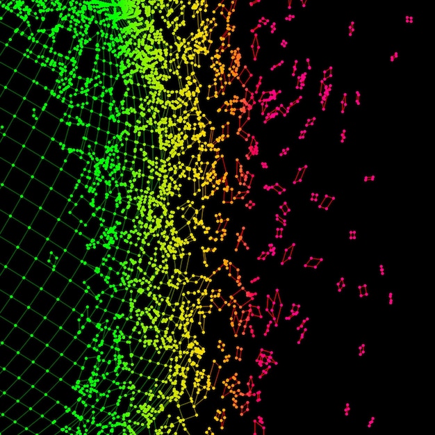 Rejilla de arco iris explotada hecha de puntos conectados