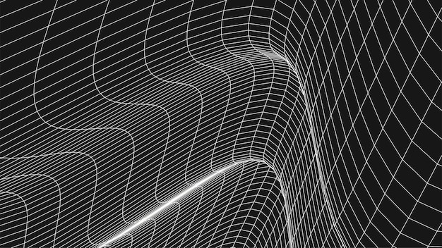 Rejilla curva abstracta Paisaje de estructura metálica Ilustración de arquitectura vectorial