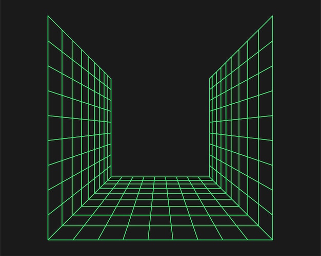 Rejilla de perspectiva cyberpunk Geometría cibernética elemento y2k Estilo aislado