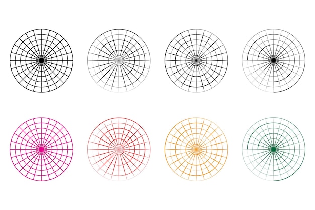 Vector rejilla polar aislada vector de cuadrícula circular de coordenadas polares