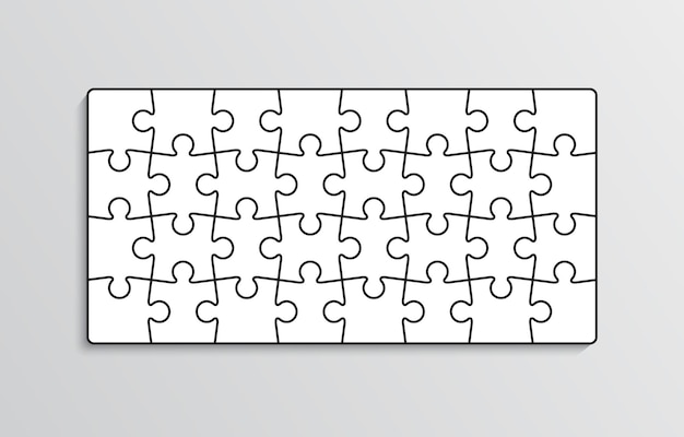 Rejilla de puzzle de 32 piezas. Juego de pensar rompecabezas. ilustración vectorial