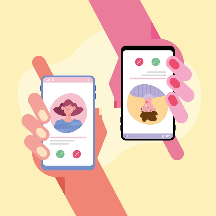 Vector relaciones virtuales en teléfonos inteligentes