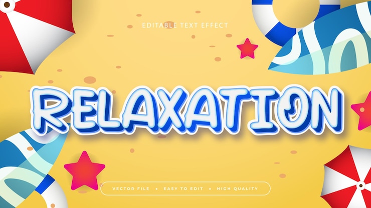 Vector relajación colorida colorida efecto de texto 3d editable estilo de fuente efecto de estilo de texto de verano