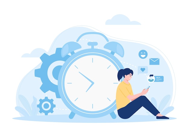 Relajación olvidar el tiempo tendencia concepto ilustración plana