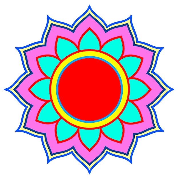 Relajante y fácil diseño de mandala colorido para colorear libro tatuaje o diseño de mehndi y arte de pared