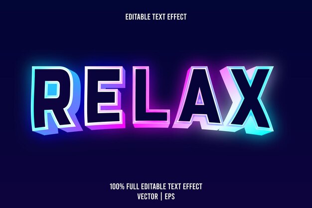 Relájese efecto de texto editable 3 dimensiones en relieve estilo neón