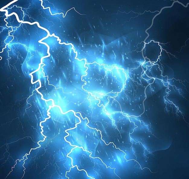 Un relámpago brillante en el cielo oscuro Imagen vectorial