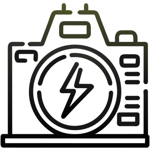 relámpago y icono de la cámara gradiente de contorno