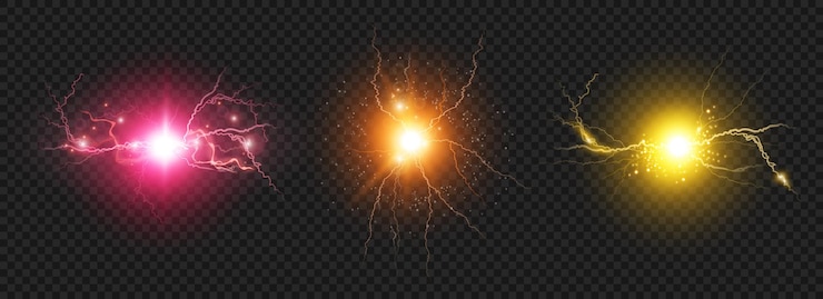 Vector relámpago redondo con alta energía de descarga