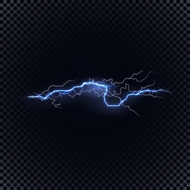 Relámpago vector azul sobre fondo negro ilustración vectorial