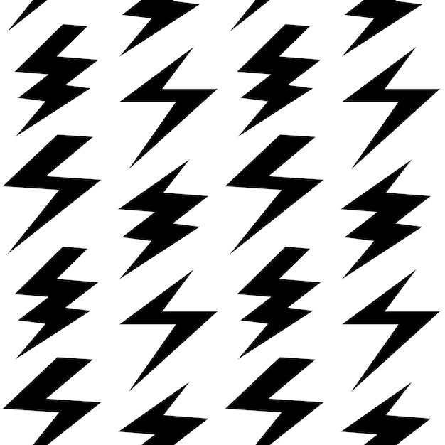 Relámpagos negros de patrones sin fisuras. Rayos de grunge repitiendo el fondo. relámpago de tormenta