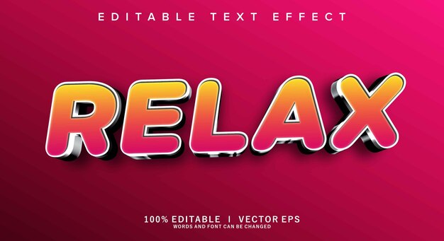 relax 3d efecto de texto vectorial con diseño de estilo moderno