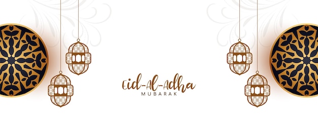 Religioso eid al adha mubarak diseño de banner decorativo islámico