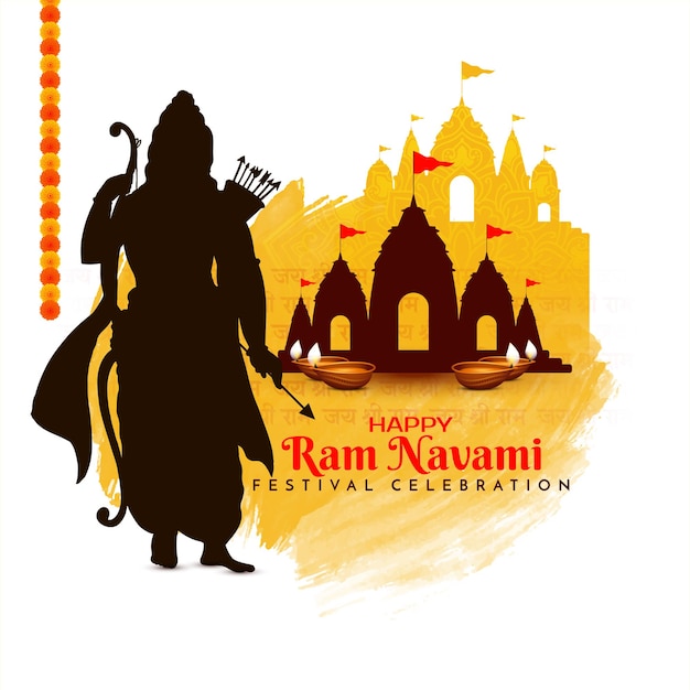 Religioso Feliz Ram Navami tarjeta de felicitación del festival hindú