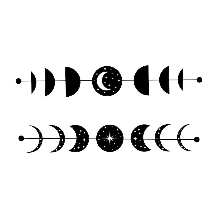 Vector relleno de silueta de fases lunares
