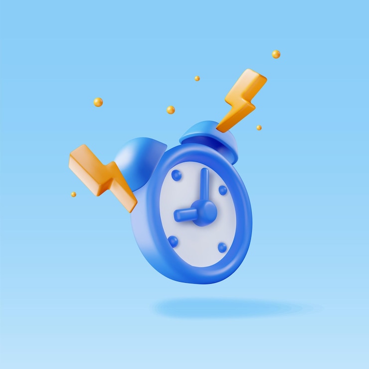 Vector reloj de alarma 3d con relámpago