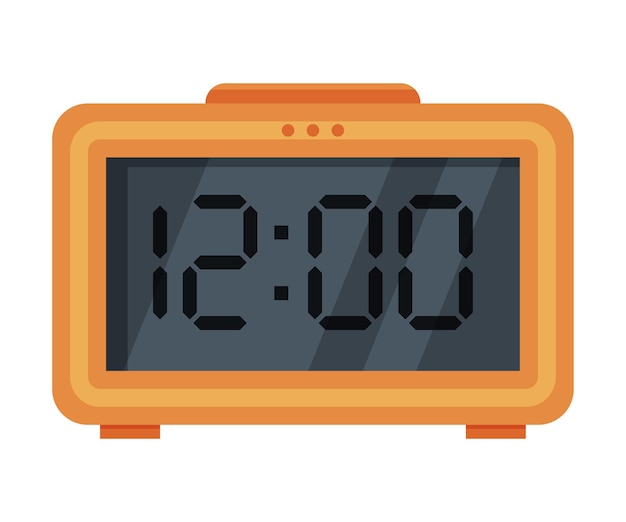 Reloj de alarma de mesa digital naranja instrumento electrónico moderno de medición del tiempo ilustración vectorial