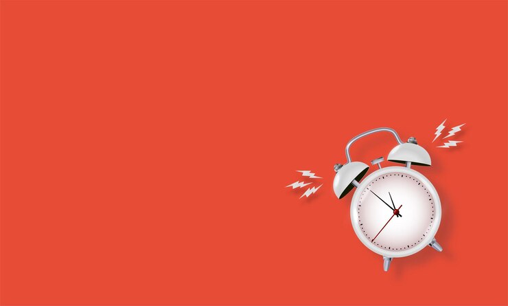 Vector reloj de alarma de metal blanco vintage en fondo rojo brillante diseño moderno d vector