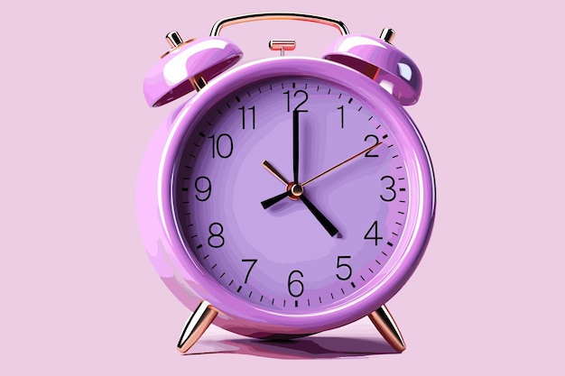 Reloj de alarma púrpura aislado en un fondo aislado
